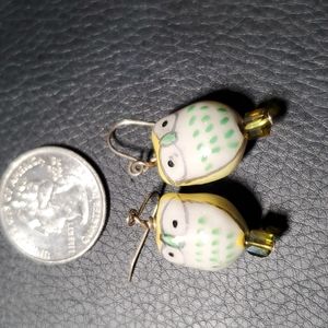 Adorable Yellow and Green Owl Earrings